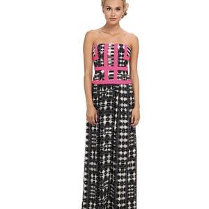 NWT BCBGMaxAzria Gracelyn Strapless Evening Gown-4 pink and black
